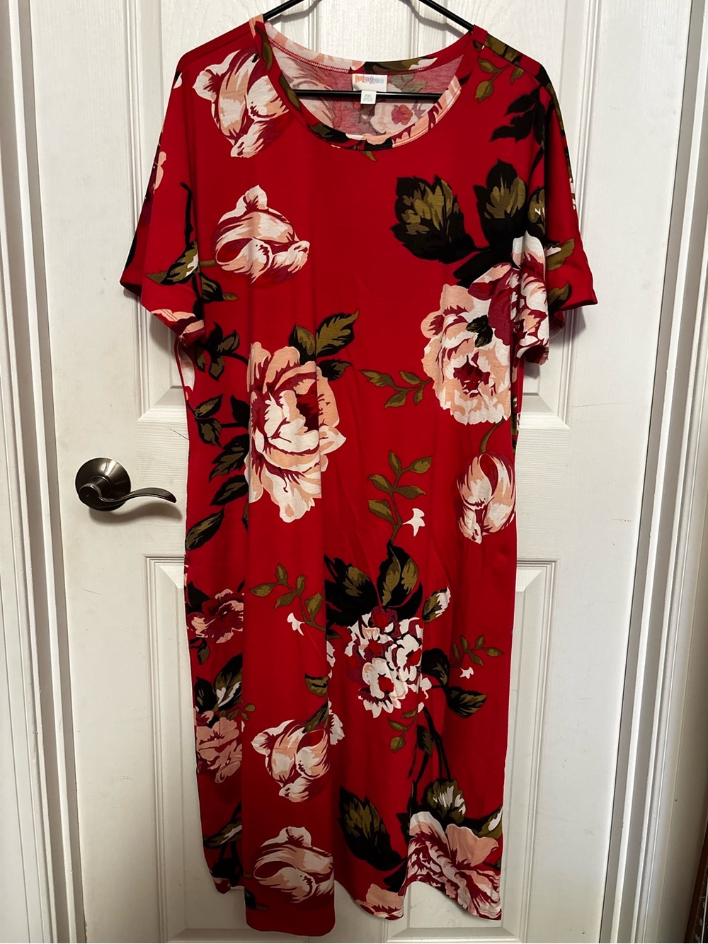 Lularoe Like New 2XL Marly Midi Dress Shades of Pinks Black Green Floral